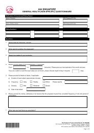 General Health (Non Specific) Questionnaire - AIA Singapore