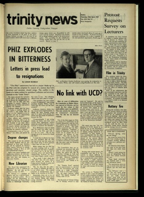 PHIZ EXPLODES IN BITTERNESS No link with UCD? - Trinity News ...