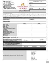 SELF ASSESSMENT FORM - Asian University for Women