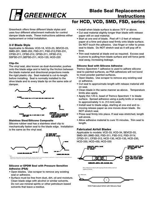 Blade Seal Replacement (HCD Series) - Greenheck