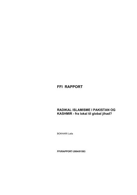 Norsk rapport - Forsvarets forskningsinstitutt