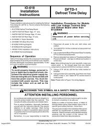 Installation Instructions DFTD-1 Defrost Time Delay