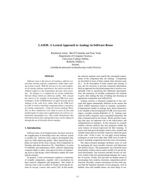 LASER: A Lexical Approach to Analogy in Software ... - FLOSShub