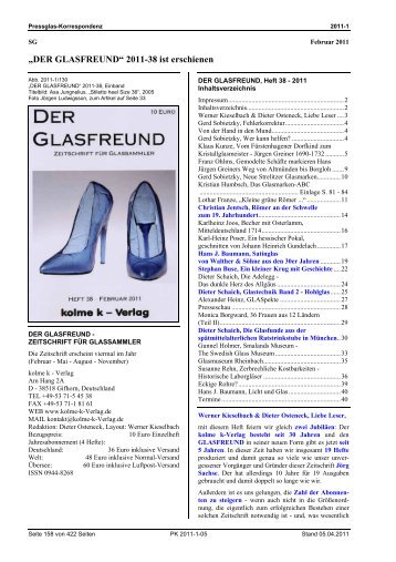 DER GLASFREUND - Pressglas-Korrespondenz