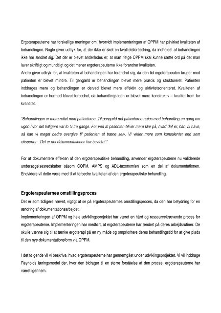 implementation of the oppm - Ergoterapeutforeningen