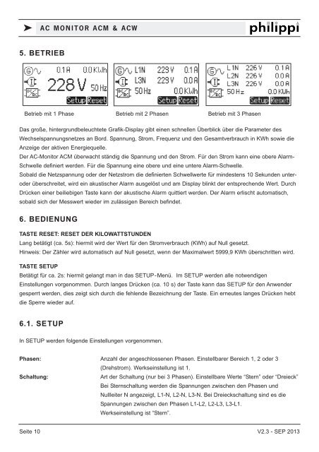 INHALT BEDIENUNGSANLEITUNG ACM 3 ACW 3 - Philippi