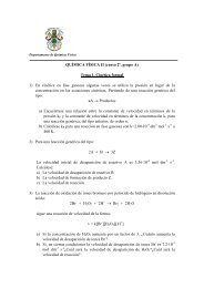 QUÍMICA FÍSICA II (curso 2º, grupo A) Tema 1. Cinética formal 1) En ...