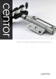 Centor F2 bottom-rolling system for folding doors