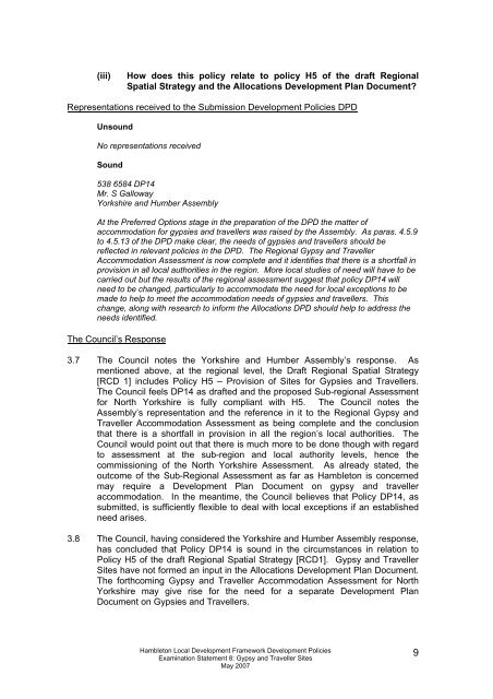 8. Gypsy and Traveller Sites May 2007 - Hambleton District Council