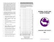 Normal Sleep and Sleep Hygiene - Canadian Sleep Society