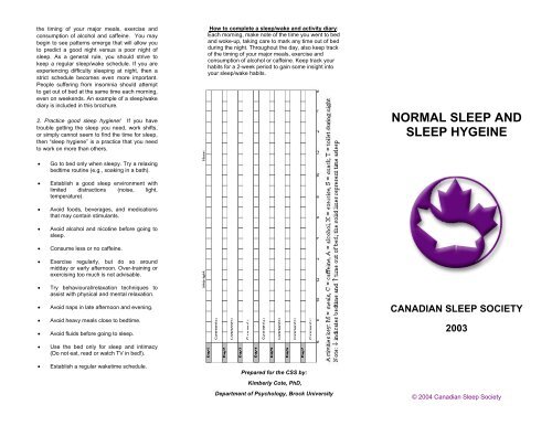 Normal Sleep and Sleep Hygiene - Canadian Sleep Society