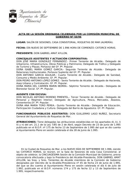 acta de la sesión ordinaria celebrada por la comisión municipal de ...