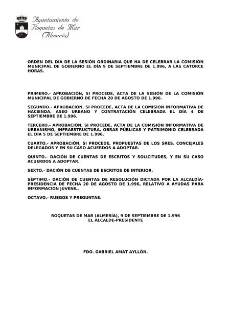 acta de la sesión ordinaria celebrada por la comisión municipal de ...