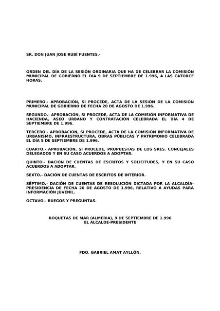 acta de la sesión ordinaria celebrada por la comisión municipal de ...