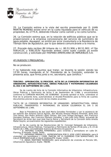 acta de la sesión ordinaria celebrada por la comisión municipal de ...