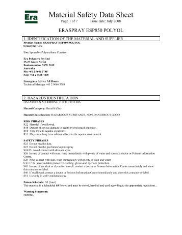 Material Safety Data Sheet - Era Polymers