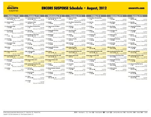 ENCORE SUSPENSE Schedule - August, 2012 - Starz