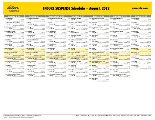 ENCORE SUSPENSE Schedule - August, 2012 - Starz