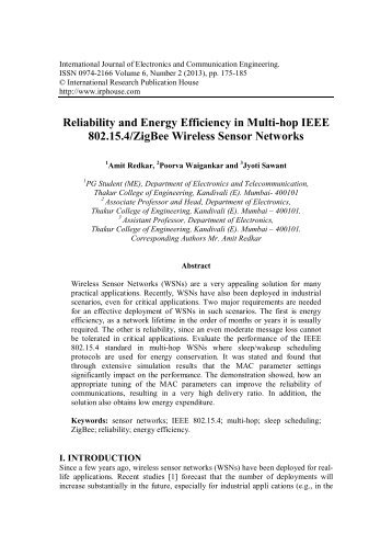 Reliability and Energy Efficiency in Multi-hop IEEE 802.15.4/ZigBee ...