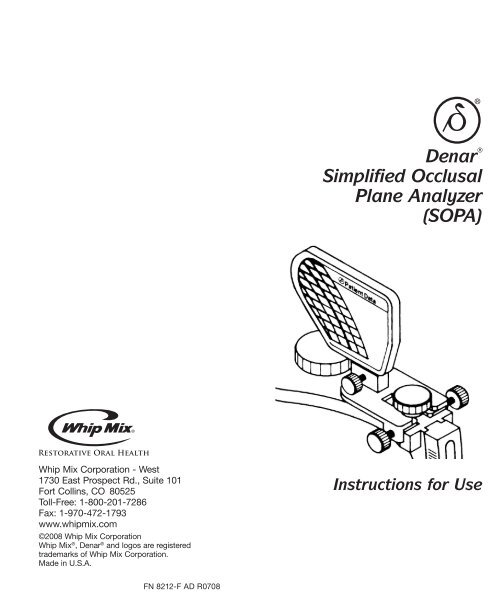 Simplified Occlusal Plane Analyzer Instruction Manual - Whip Mix
