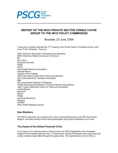 report of the wco private sector consultative group - what is a ...