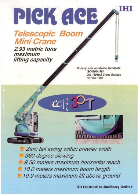 IHI CCH30T - 3 tons capacity mini crane - AGD Equipment