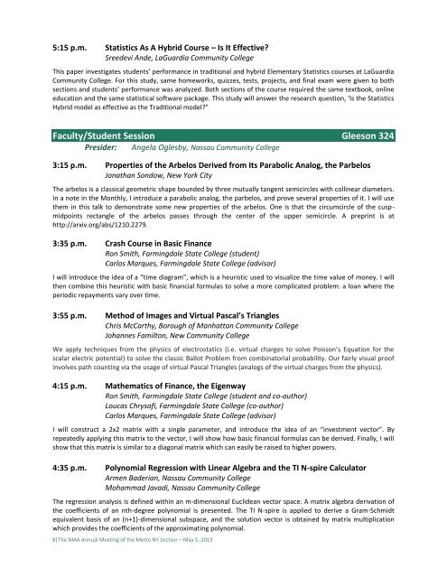 Complete conference program (pdf) - MAA Sections - Mathematical ...