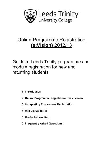 Online Programme Registration - Leeds Trinity University