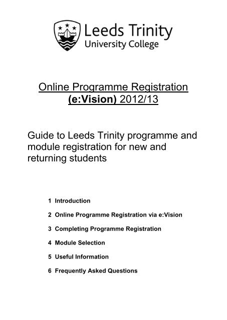 Online Programme Registration - Leeds Trinity University