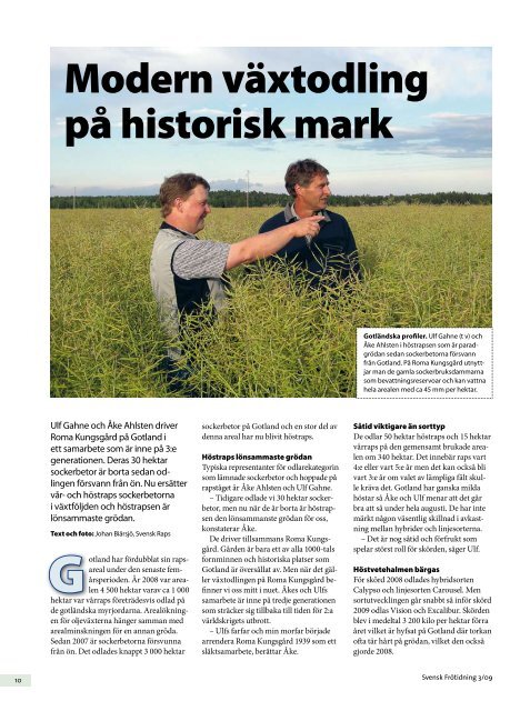 Modern vÃ¤xtodling pÃ¥ historisk mark - Svensk Raps