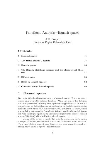 Functional AnalysisâBanach spaces - Dynamics-approx.jku.at