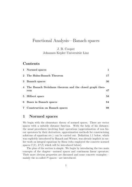 Functional Analysisa Banach Spaces Dynamics Approx Jku At