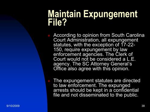 Expungements and the SC Crime Information Center - Municipal ...