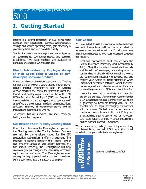 I. Getting Started - Empire Blue Cross Blue Shield