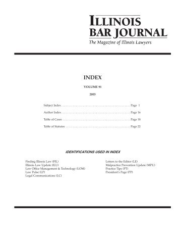 Index for 2003 - Illinois State Bar Association