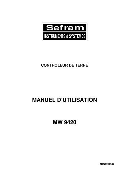 Sefram INSTRUMENTS & SYSTEMES CONTROLEUR DE TERRE ...