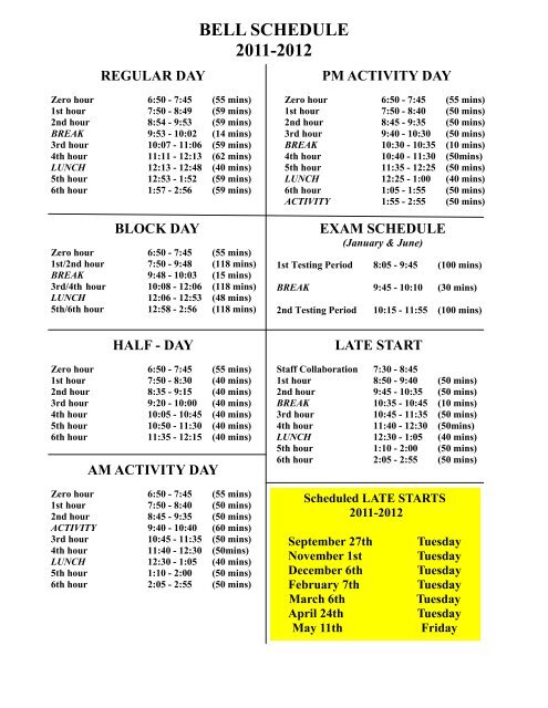 Bell Schedule 11-12.pub - Boise High School