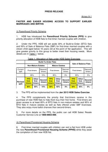 Annexes for the enhanced marriage & parenthood package