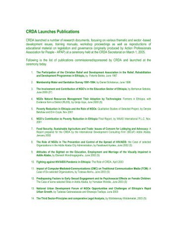 CRDA Launches Publications.pdf - CRDA Ethiopia