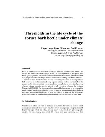 Thresholds in the life cycle of the spruce bark beetle under climate ...