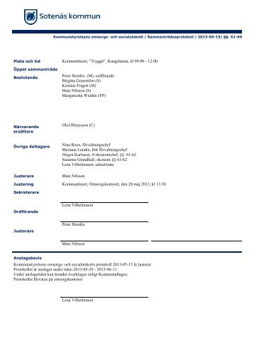 Omsorgs- och socialutskottets protokoll 2013-05 ... - SotenÃ¤s kommun