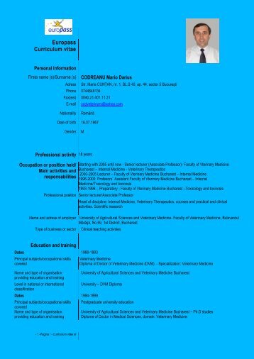 Curriculum vitae Europass - MedEvents