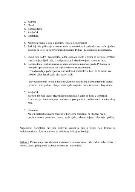 pravila izrade seminarskog rada - PoÄetna stranica Fakulteta za ...