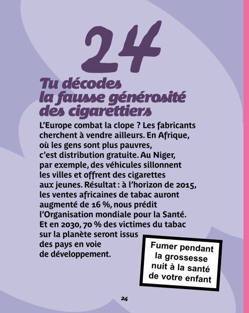 Tabac - 30 raisons de dire non (Okapi) - Inpes