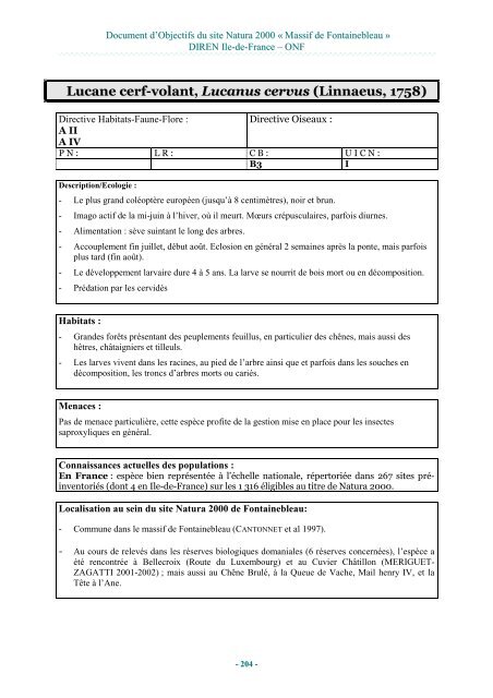 MASSIF DE FONTAINEBLEAU Document d'objectifs ... - Webissimo