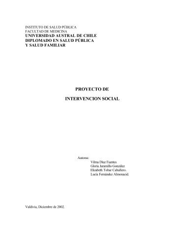 Proyecto de intervencion social - Facultad de Medicina