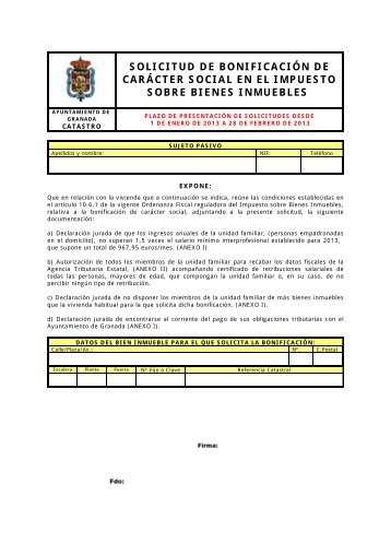 solicitud de bonificaciÃ³n de carÃ¡cter social en el impuesto sobre ...