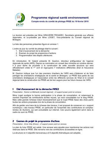 Programme rÃ©gional santÃ© environnement Compte ... - CISS Bretagne