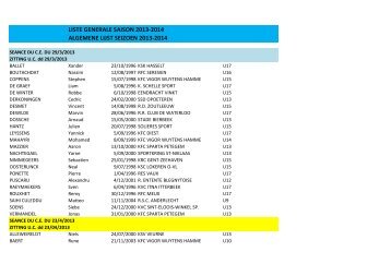 liste generale saison 2013-2014 algemene lijst seizoen 2013-2014