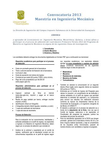 Convocatoria 2013 MaestrÃ­a en IngenierÃ­a MecÃ¡nica - DivisiÃ³n de ...